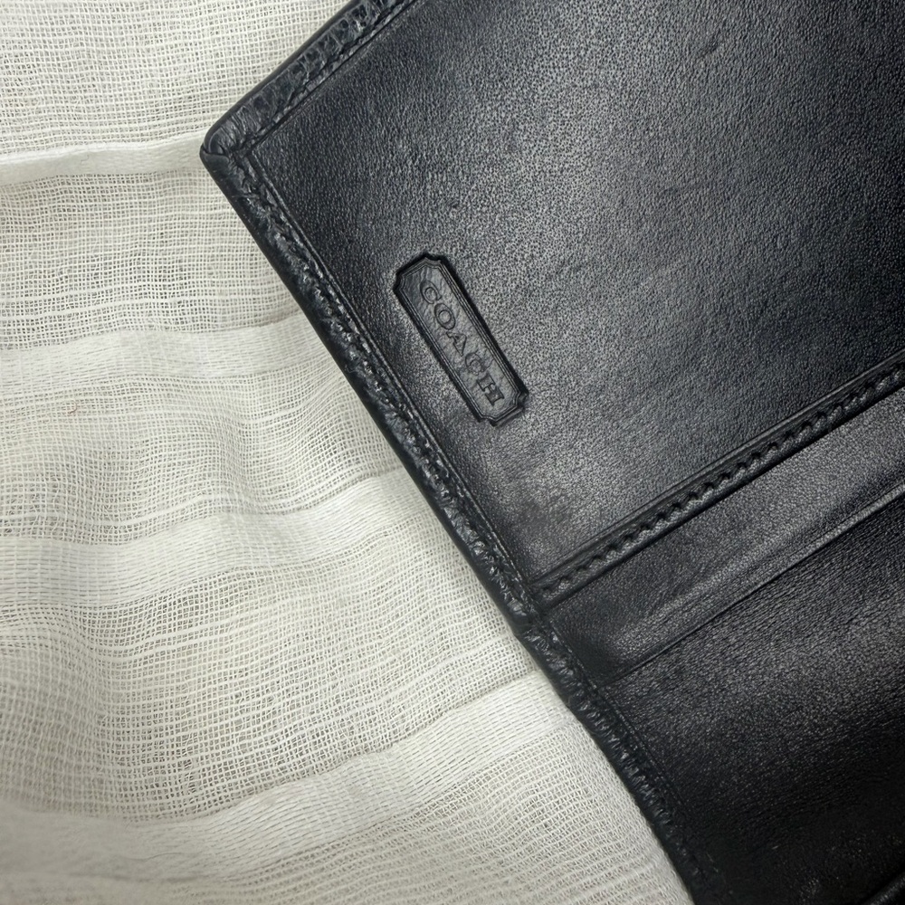 Vintage Coach Madison Black Leather Kiss Lock Clutch Wallet Made in Italy - Picture 3 of 16